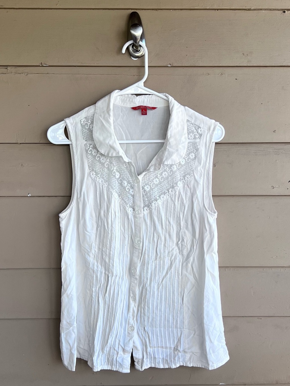 Modcloth Collared Button Down Tank Top Size L Peasant Boho Casual